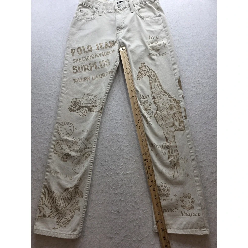 Polo Jeans Co Ralph Lauren 4434WAI2784 Vintage Women's Safari Print Jeans. Sz 8 - Picture 6 of 10